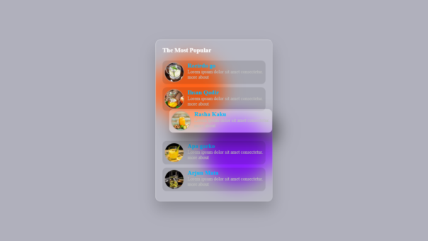 Glass Card Profile List UI Design